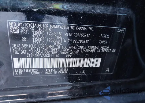 2025 Toyota Rav4 Le z USA, uszkodzony, nr VIN 2T3F1RFV7SC511140